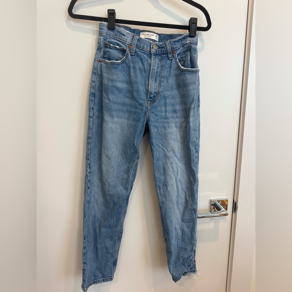 Abercrombie Curvy Petite Ankle Straight Blue Denim Jeans